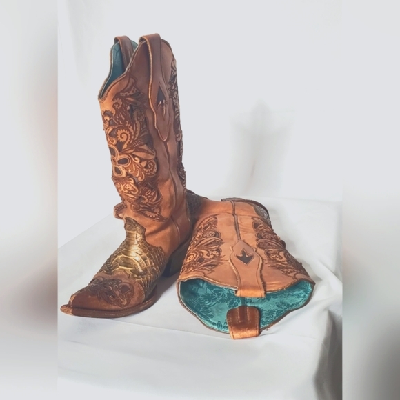 Corral Leather/Python Cowboy Boots - Picture 1 of 7